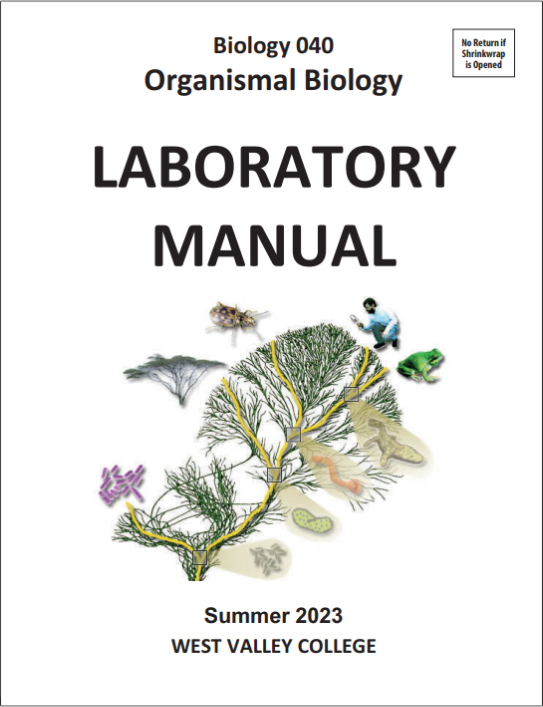 BIO 040 Organismal Biology Laboratory Manual Summer 2023 West Valley College