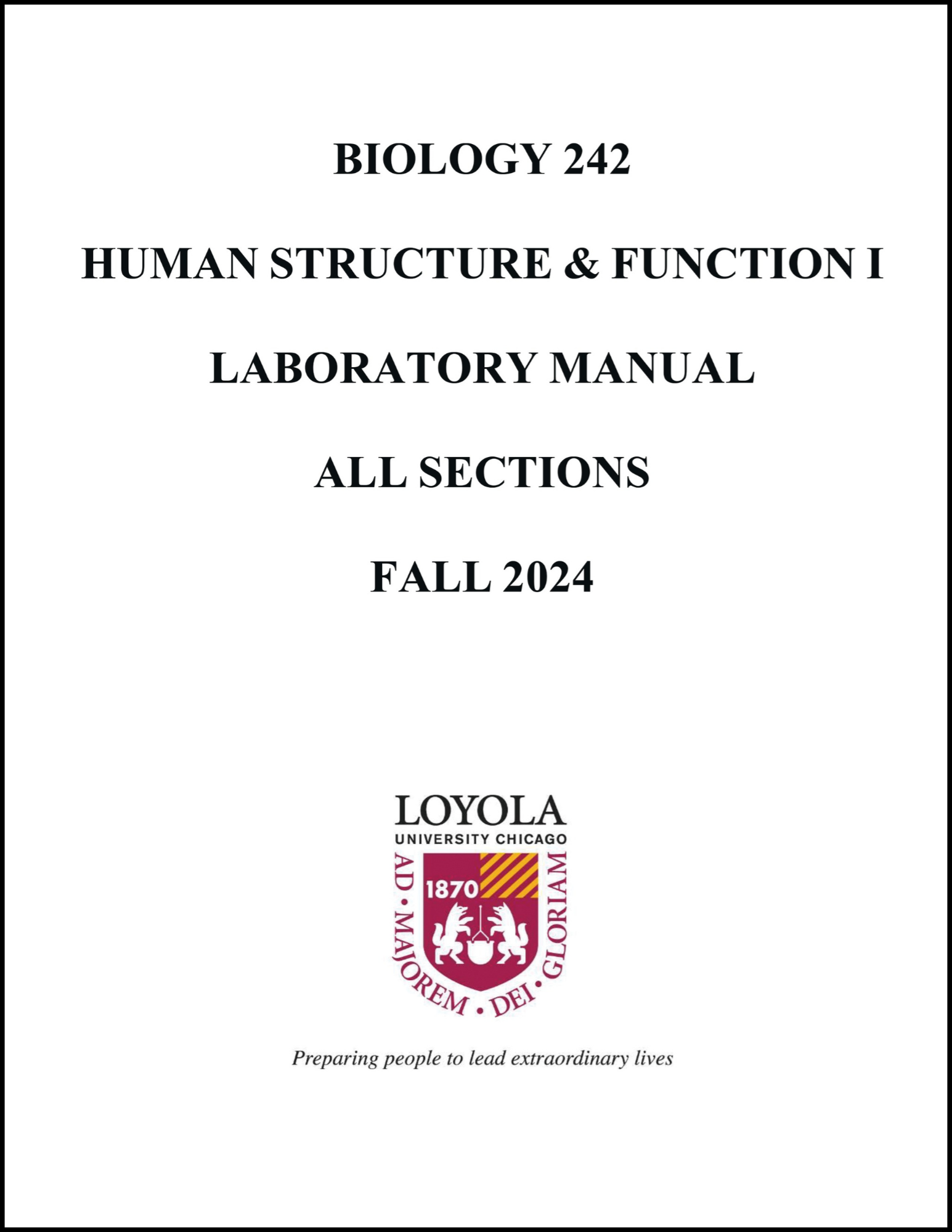 Biology 242: Human Structure & Function I and Laboratory Manual