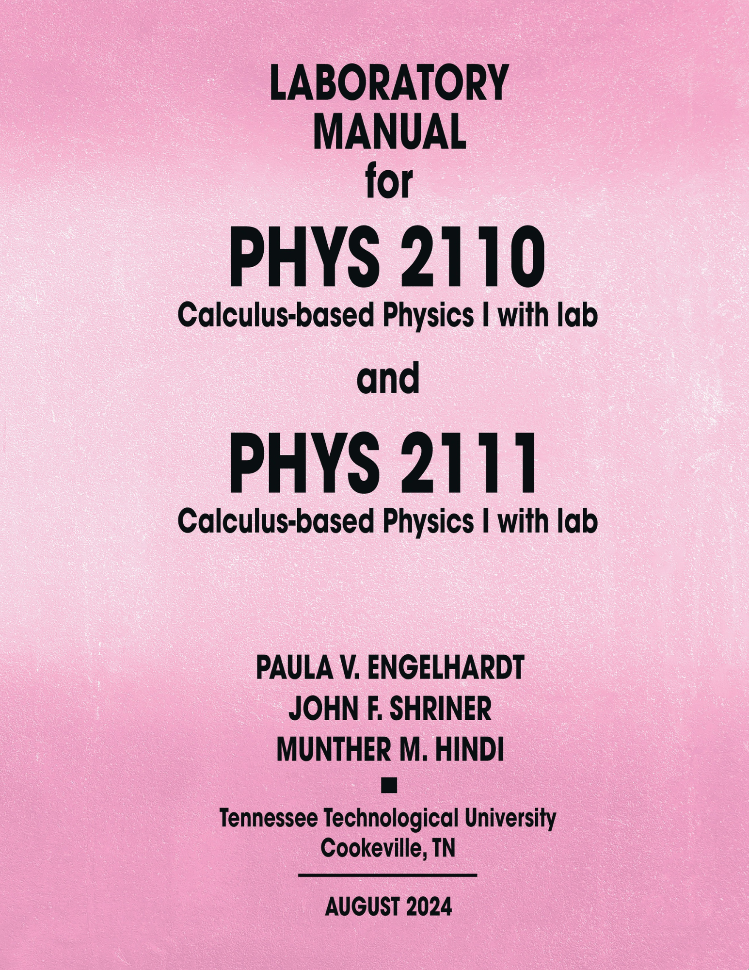 PHYS 2110/2111: Calculus-based Physics I with lab, 2022-2023